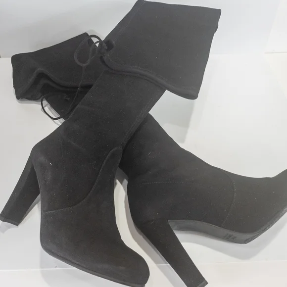 Stuart Weitzman Highland Over-the-Knee Boot Suede Black -8 - Picture 8 of 9